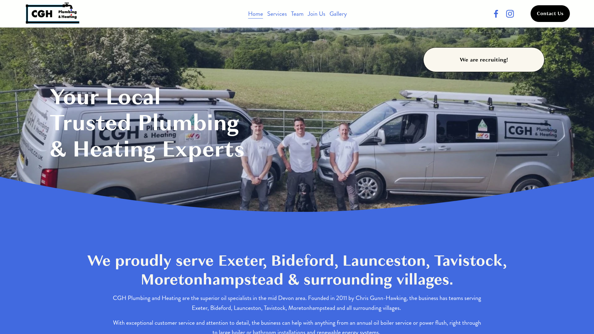 CGH Plumbing and Heating website homepage