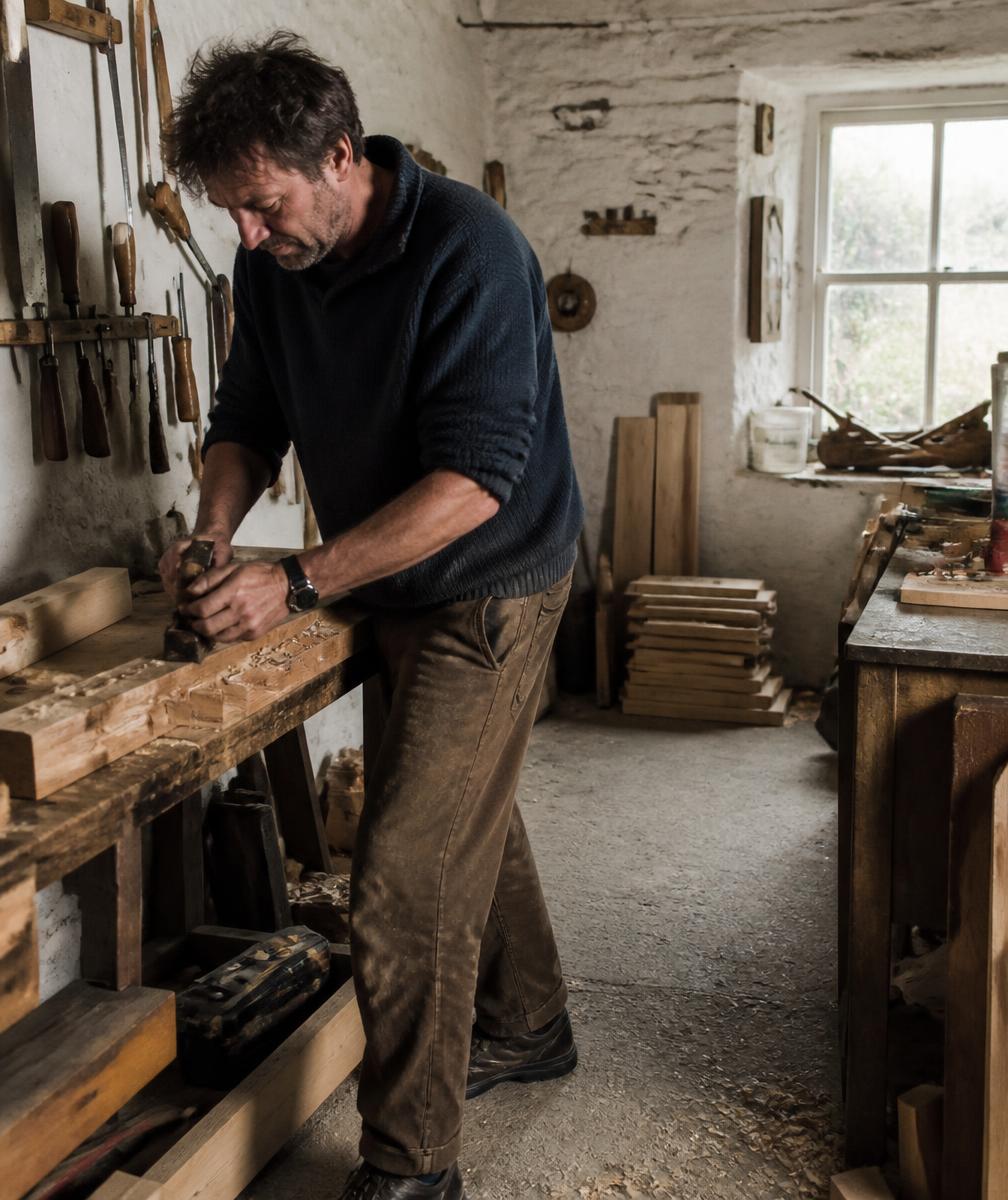 A local tradesperson at work in a Devon workshop